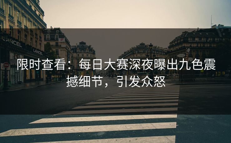 限时查看：每日大赛深夜曝出九色震撼细节，引发众怒