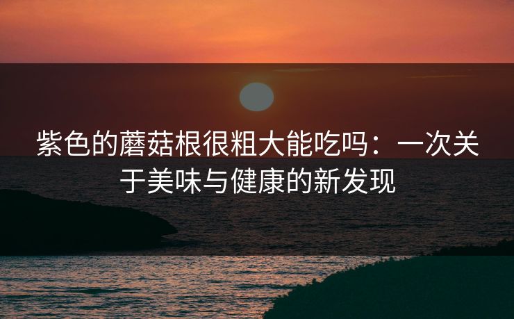 紫色的蘑菇根很粗大能吃吗:一次关于美味与健康的新发现 紫色的蘑菇根很粗大能吃吗:一次关于美味与健康的新发现