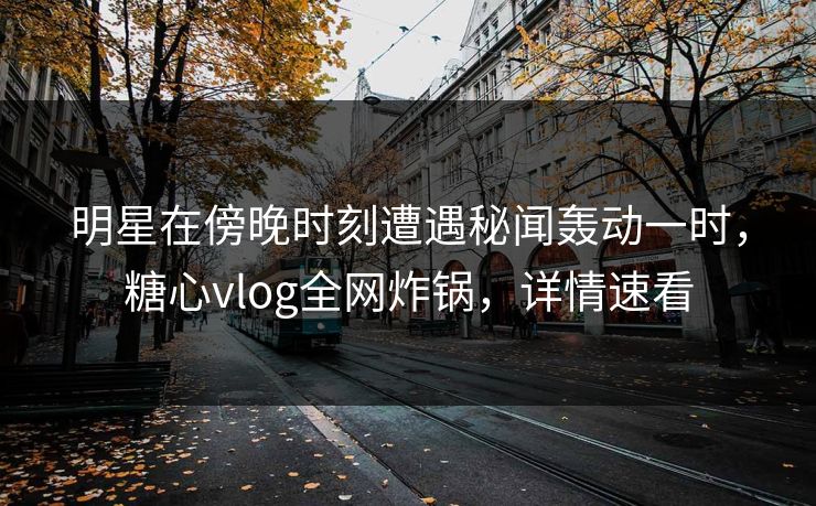 明星在傍晚时刻遭遇秘闻轰动一时，糖心vlog全网炸锅，详情速看